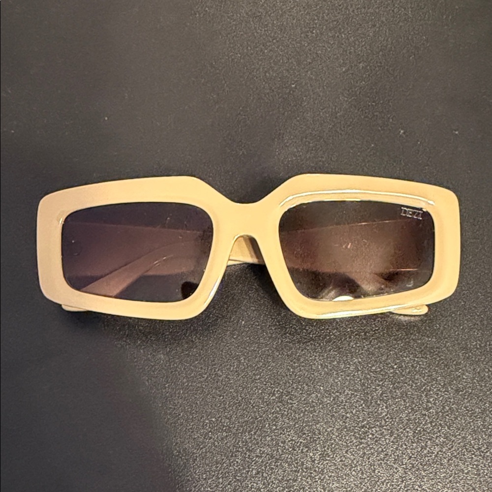 Beige Rectangular Sunglasses - image 1